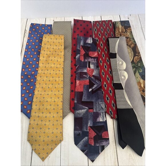 Mens Tie Bundle Lot Of 8 Silk Tom James Tommy Hilfiger NWT Ted Lapious Etc VGUC - Picture 1 of 11